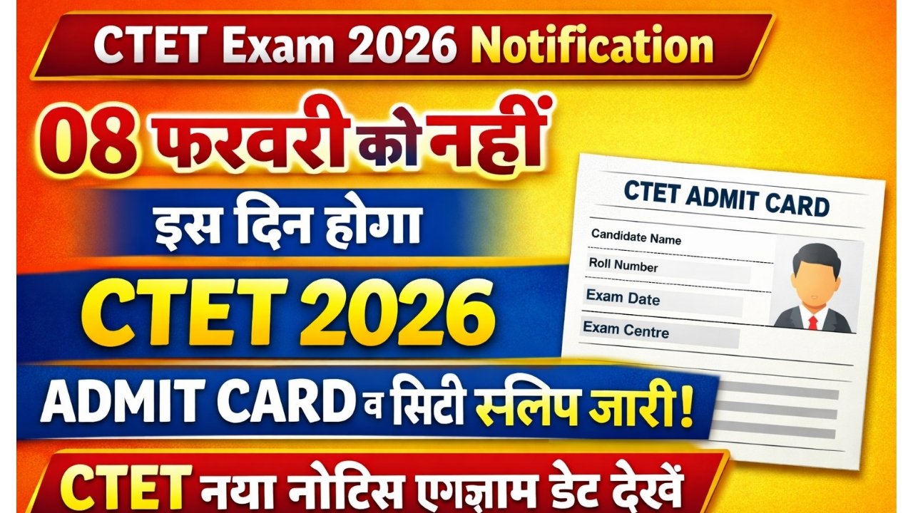 CTET Exam 2026 Admit Card City Slip