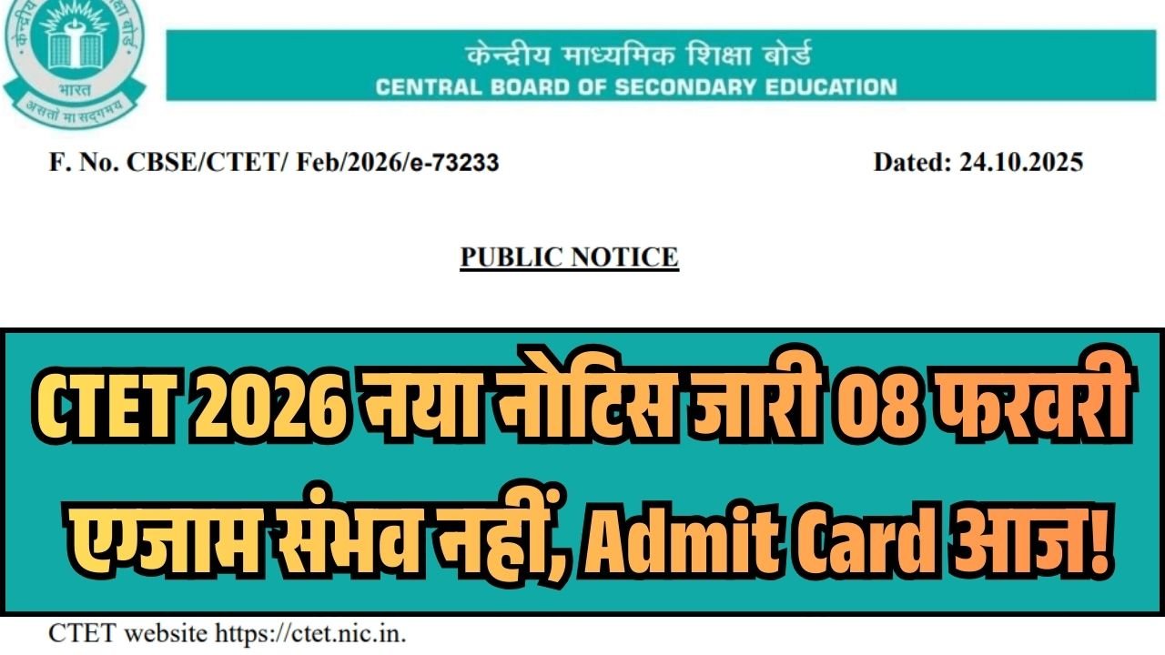 CTET Exam 2026 Admit Card Today
